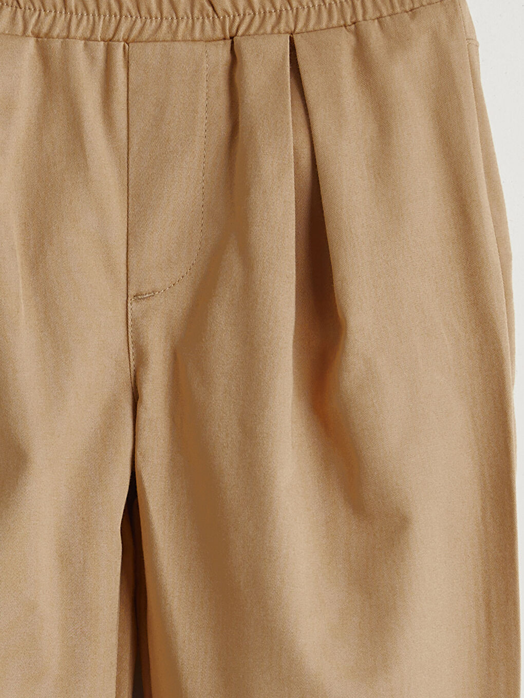 Bej Beli Lastikli Pileli Erkek Bebek Pantolon-2