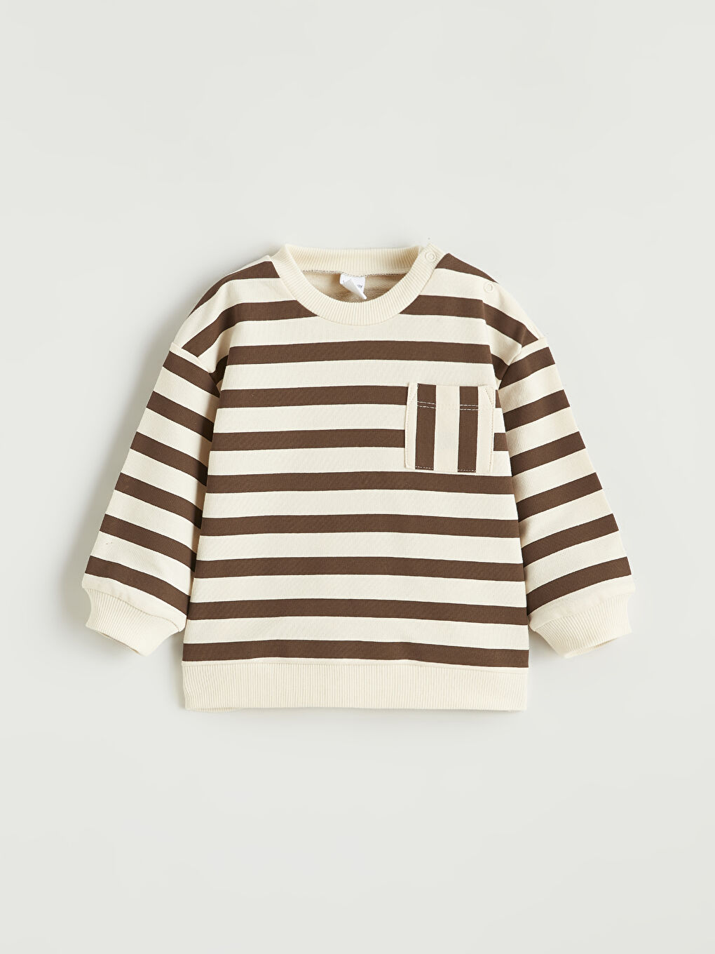 Bej Göğüs Cepli Erkek Bebek Sweatshirt ve Eşofman Altı-1