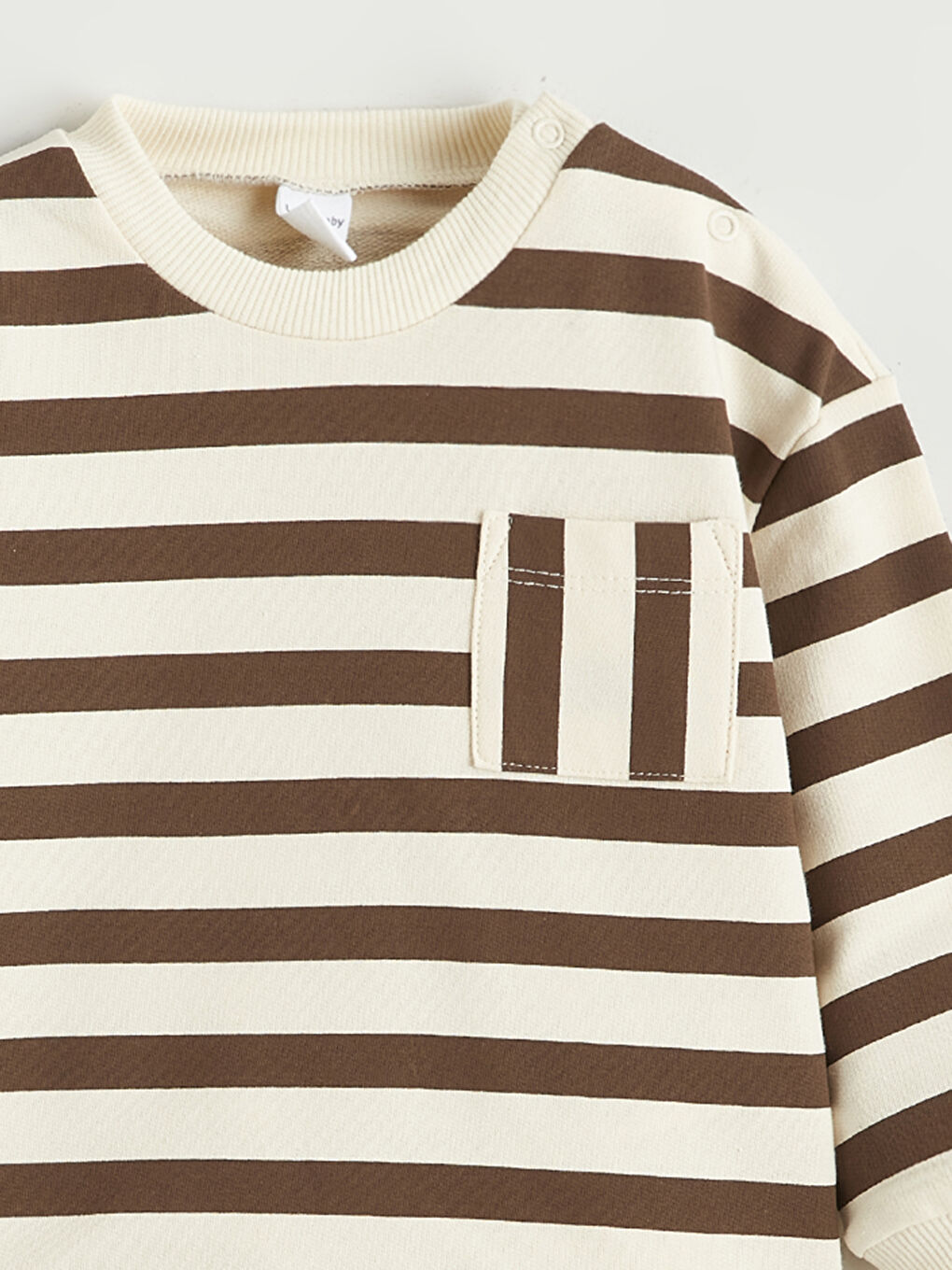 Bej Göğüs Cepli Erkek Bebek Sweatshirt ve Eşofman Altı-5