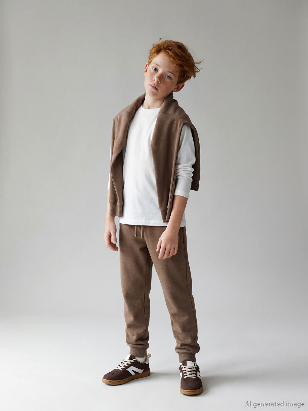 Bej Beli Lastikli Erkek Çocuk Jogger Eşofman Altı