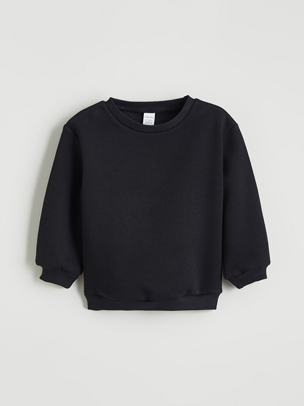 Siyah Bisiklet Yaka Erkek Bebek Kalın Sweatshirt