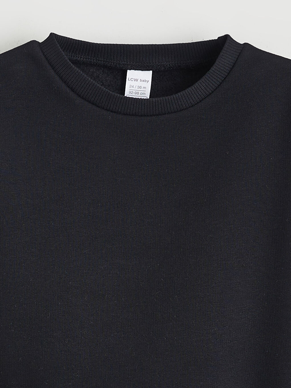 Siyah Bisiklet Yaka Erkek Bebek Kalın Sweatshirt-2