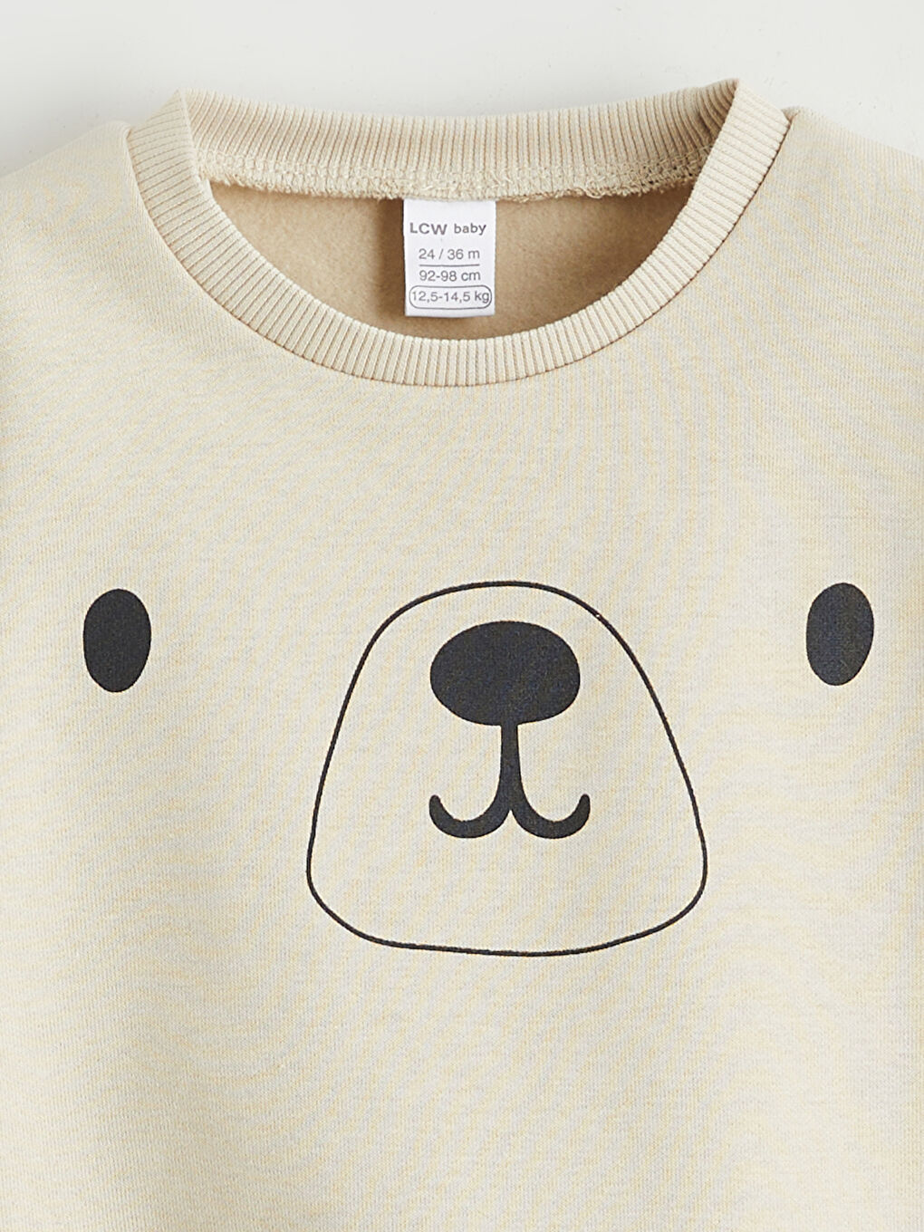 Bej Bisiklet Yaka Erkek Bebek Kalın Sweatshirt-2