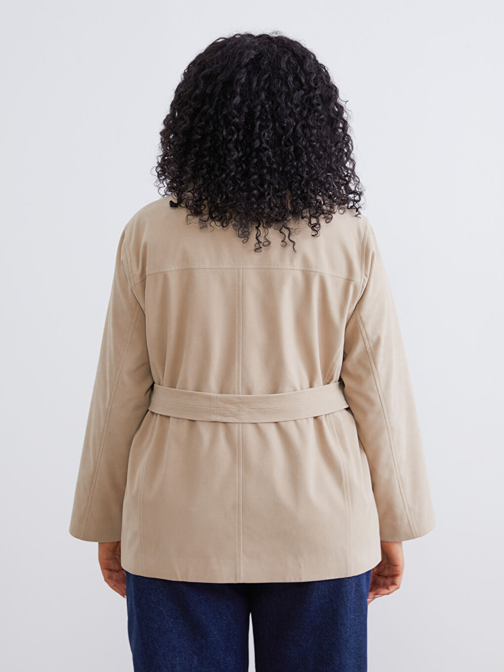 Bej Büyük Beden Oversize Kadın Gömlek Ceket-3
