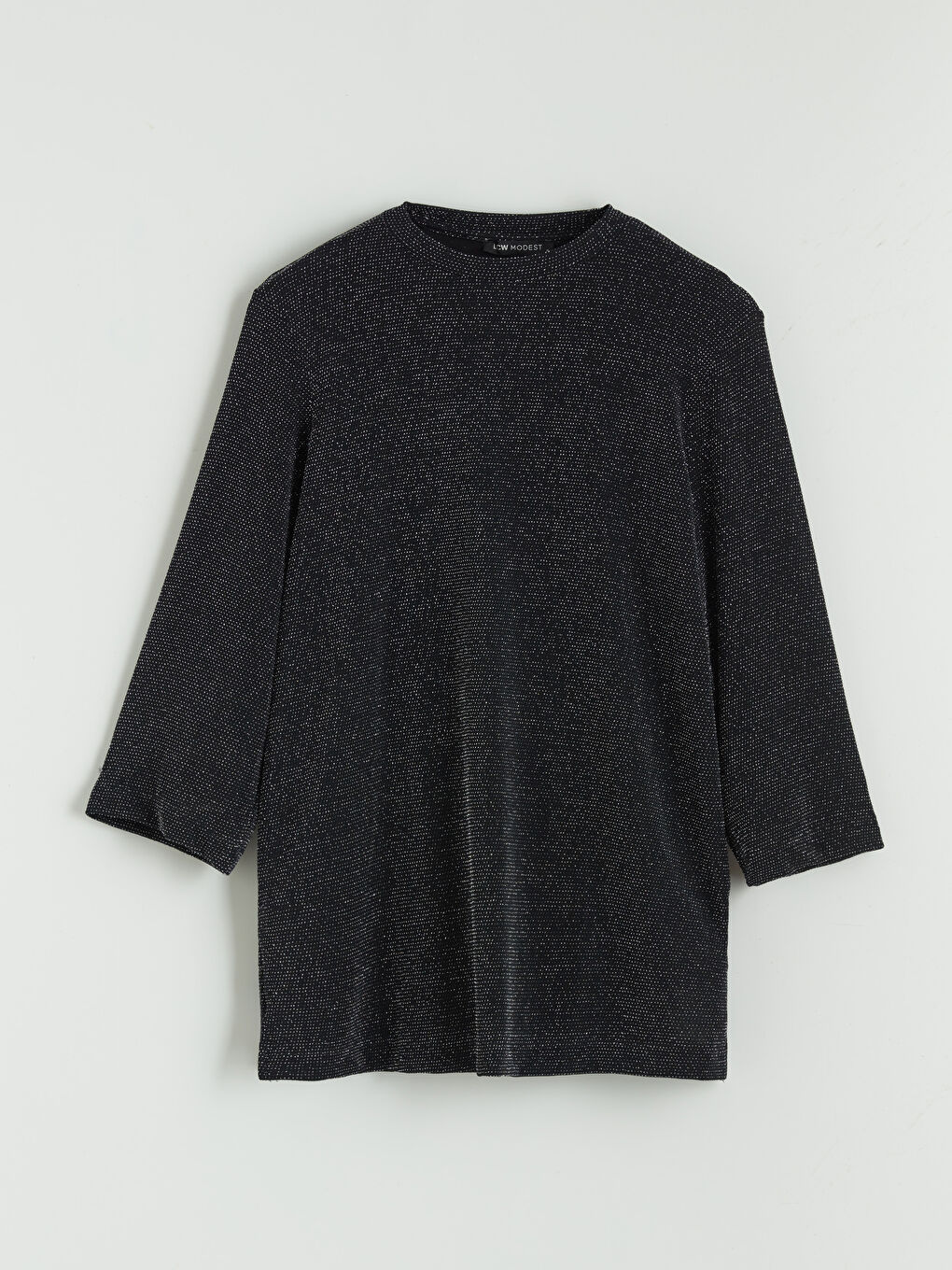 Metalik Bisiklet Yaka Parlak Görünümlü Bluz-4