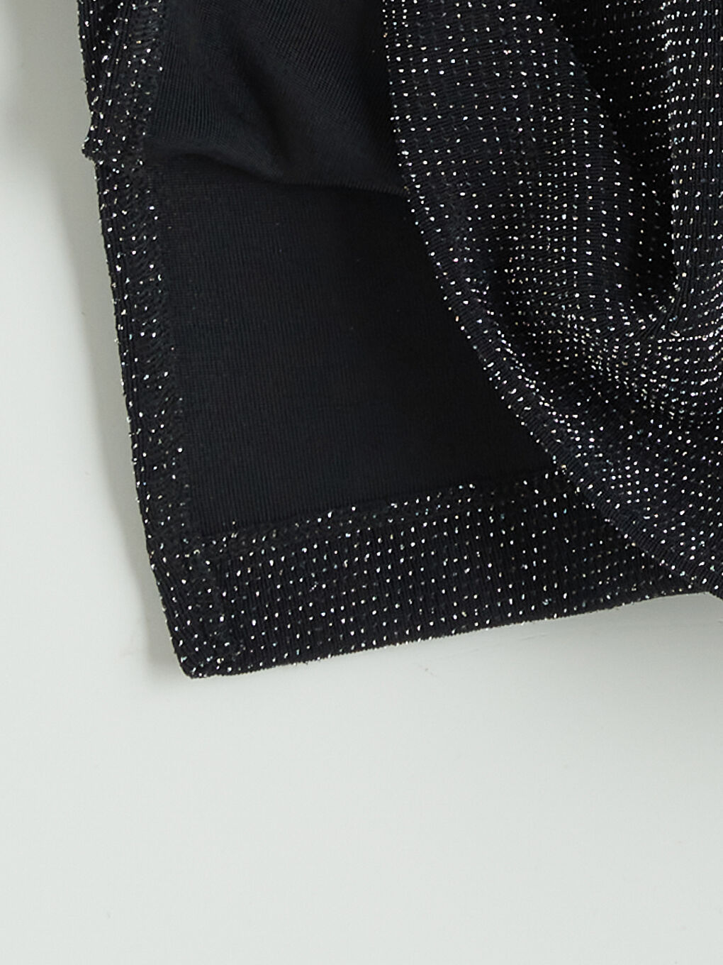 Metalik Bisiklet Yaka Parlak Görünümlü Bluz-5