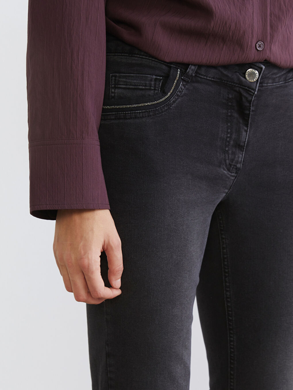 Siyah Slim Fit Kadın Jean Pantolon-2