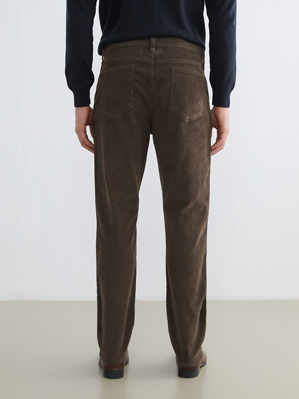 Kahverengi Standart Kalıp Kadife Erkek Pantolon-3