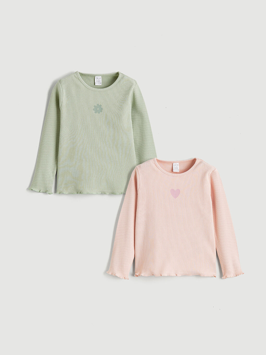 Pembe Kalp Baskılı Kız Bebek Tişört 2'li