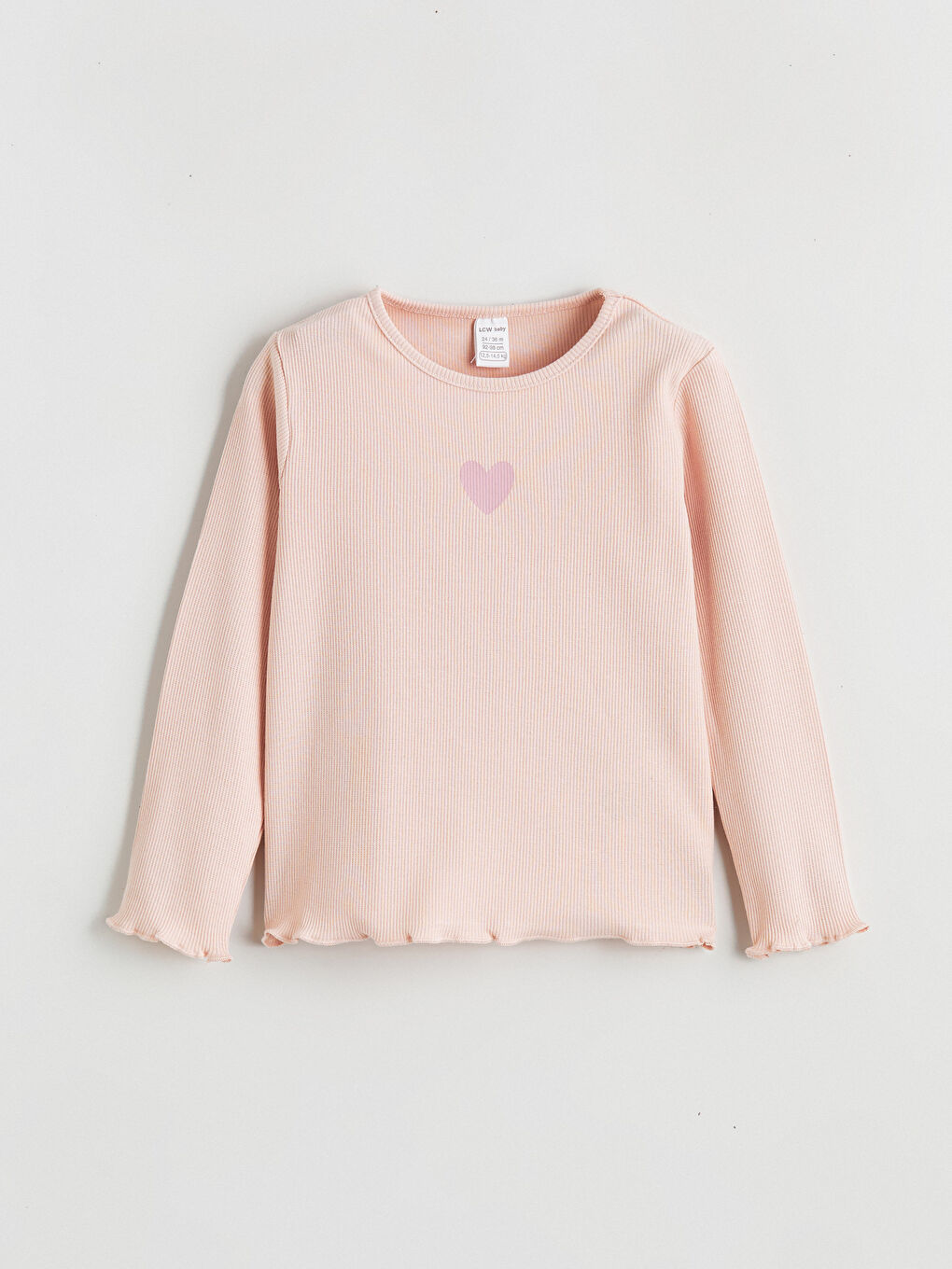 Pembe Kalp Baskılı Kız Bebek Tişört 2'li-1