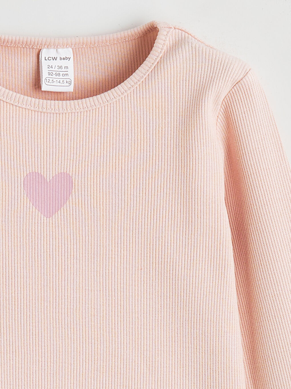 Pembe Kalp Baskılı Kız Bebek Tişört 2'li-2