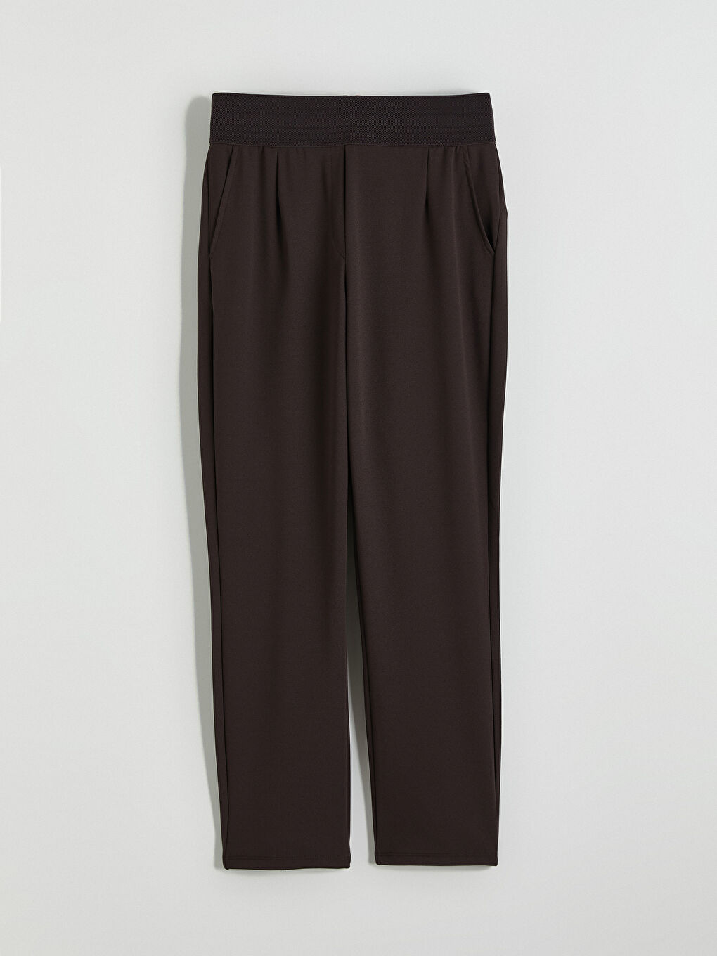 Kahverengi Beli Lastikli Kadın Pantolon-4