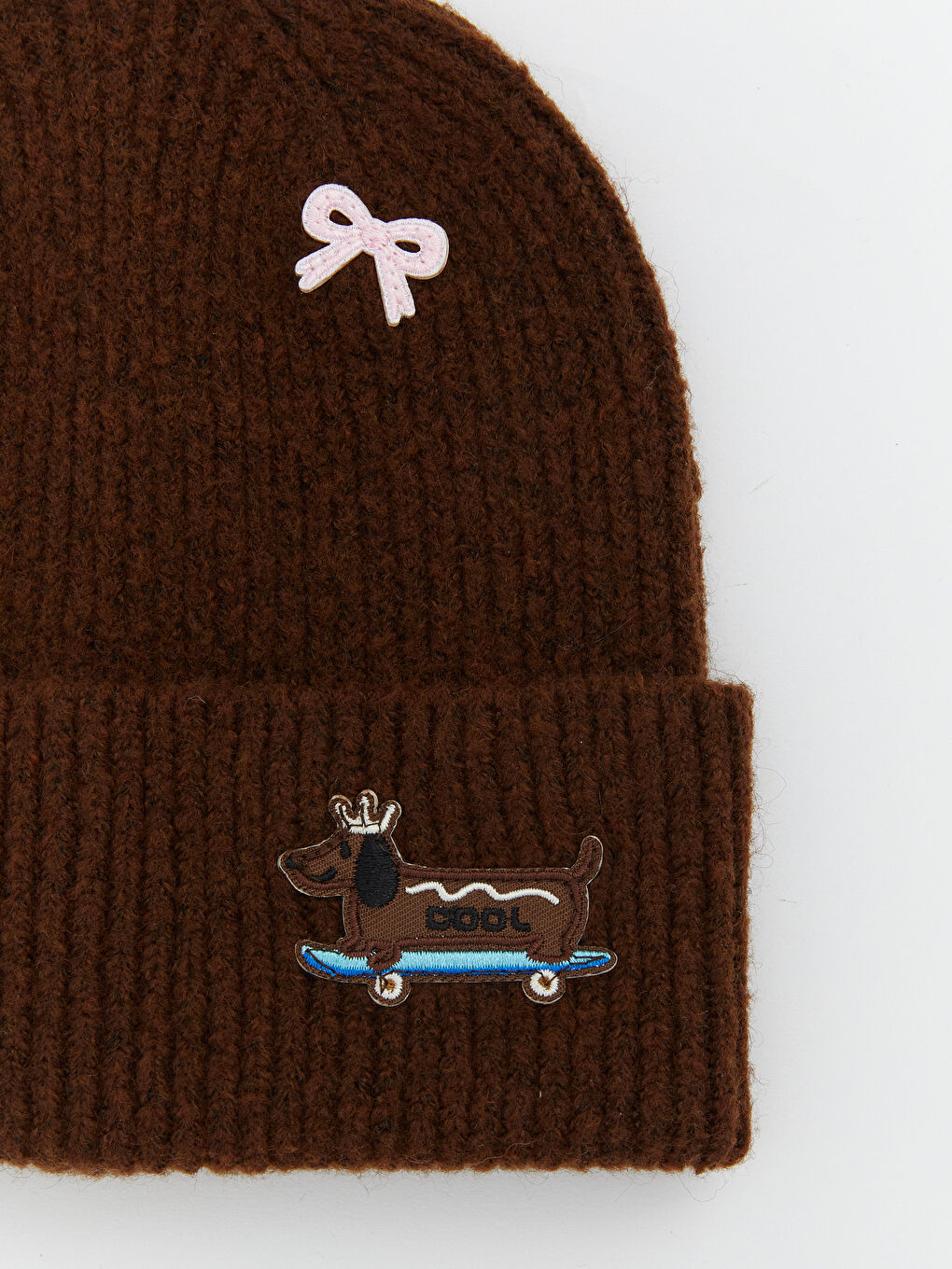 Kahverengi Baskılı Kadın Triko Bere-1