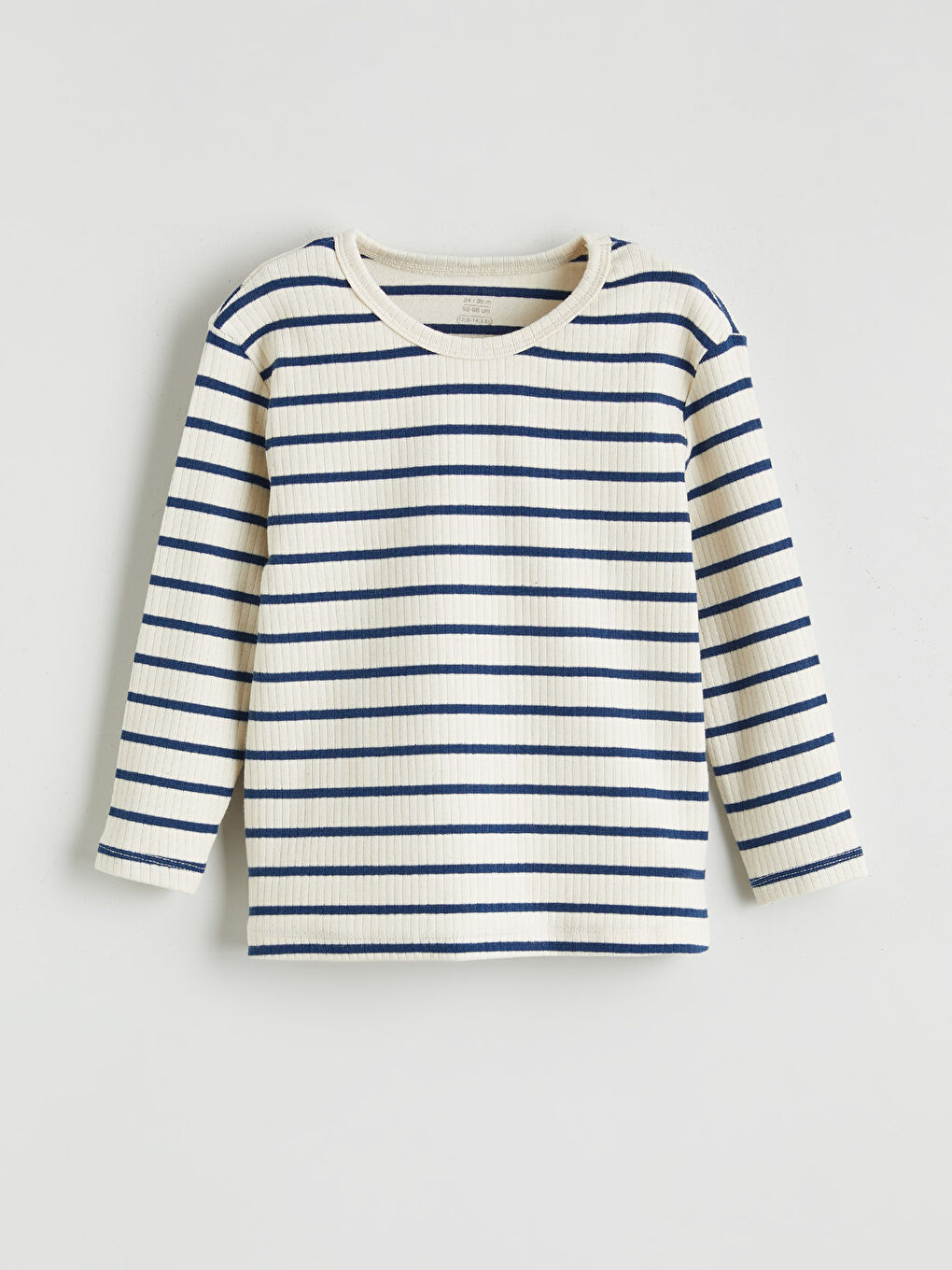 Ekru Bisiklet Yaka Çizgili Erkek Bebek Tişört 2'li-1