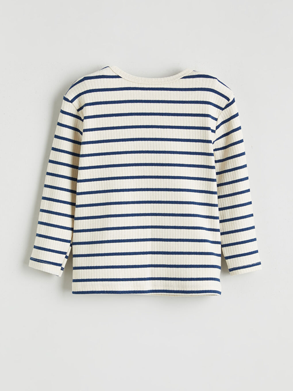 Ekru Bisiklet Yaka Çizgili Erkek Bebek Tişört 2'li-2