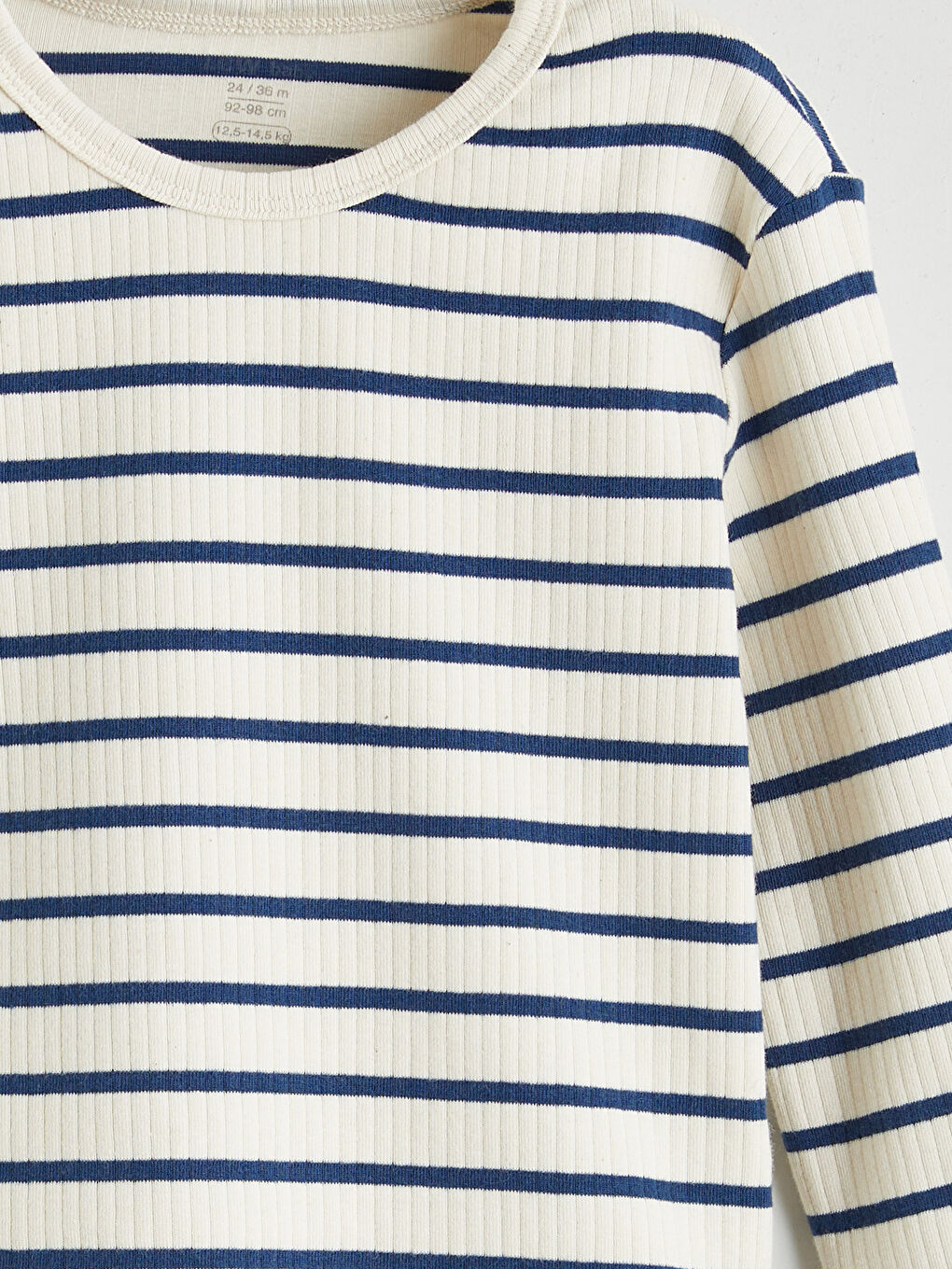 Ekru Bisiklet Yaka Çizgili Erkek Bebek Tişört 2'li-5