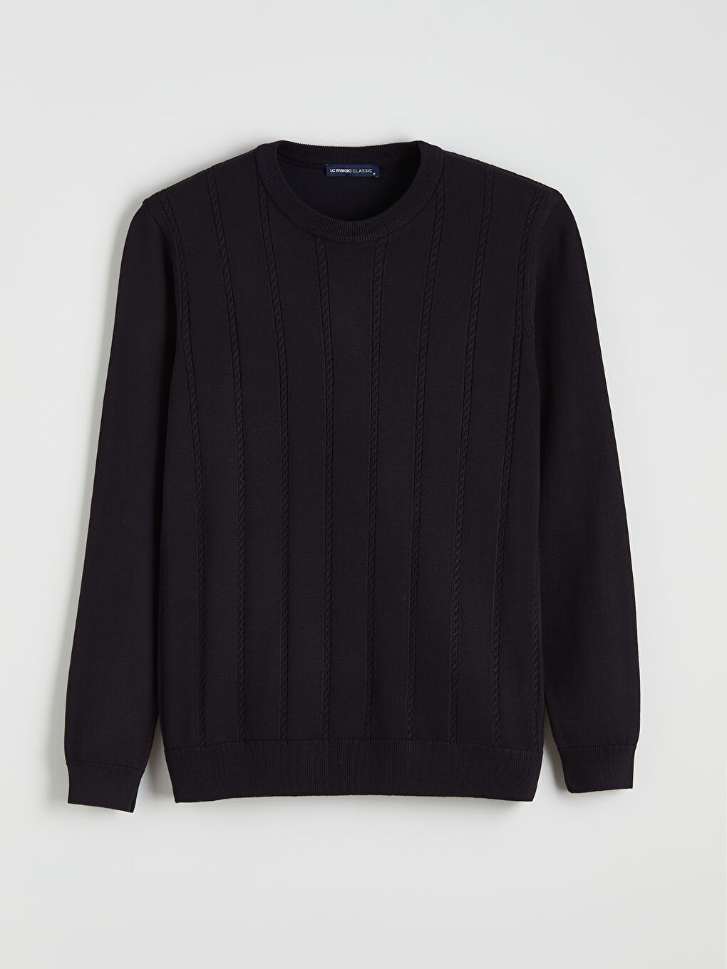 Lacivert Standart Kalıp Triko Erkek Dokulu Kazak-4