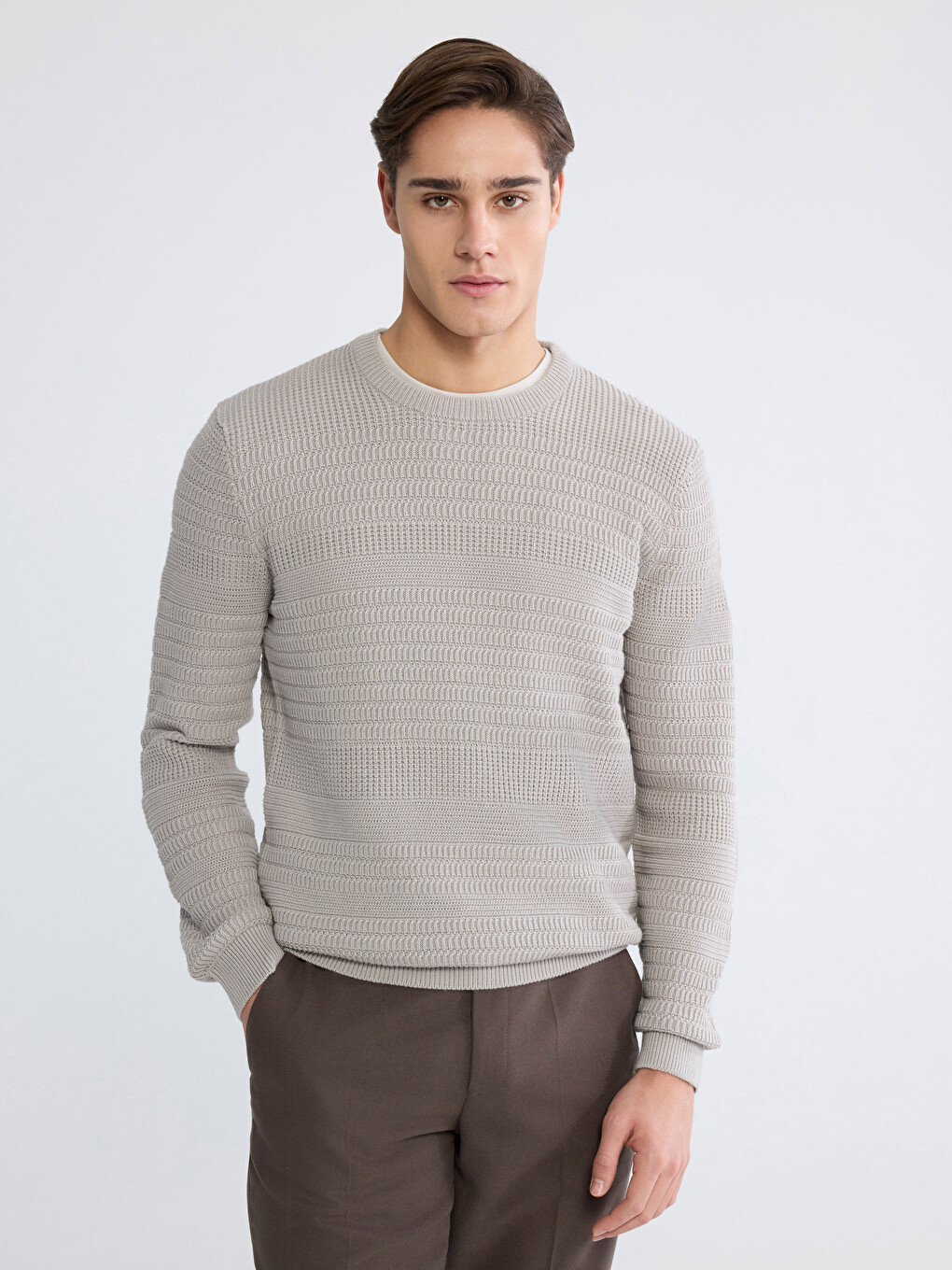 LCWAIKIKI Classic Crew Neck Long Sleeve Men's Tricot Sweater