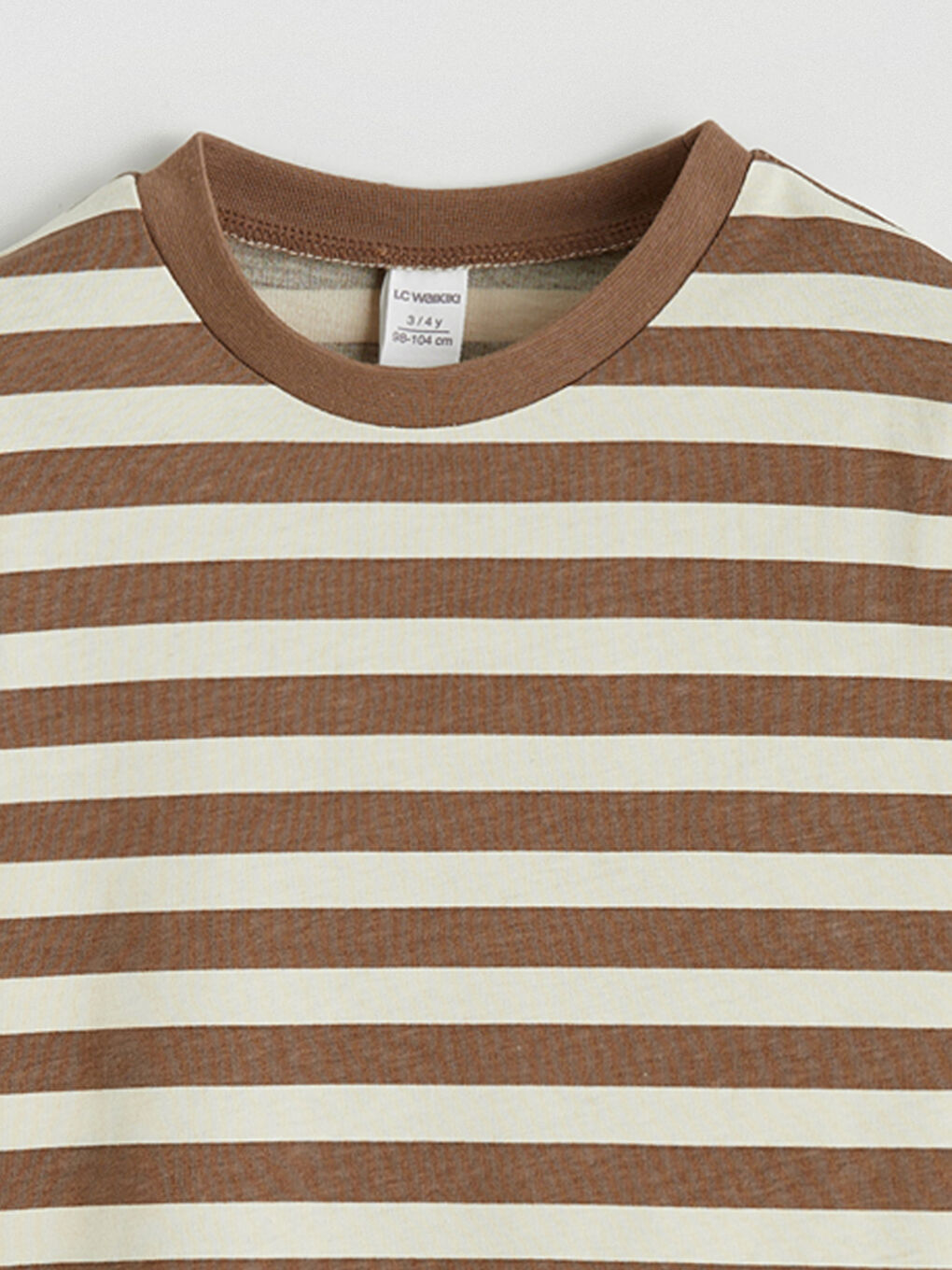 Ekru Bisiklet Yaka Çizgili Erkek Bebek Tişört-1