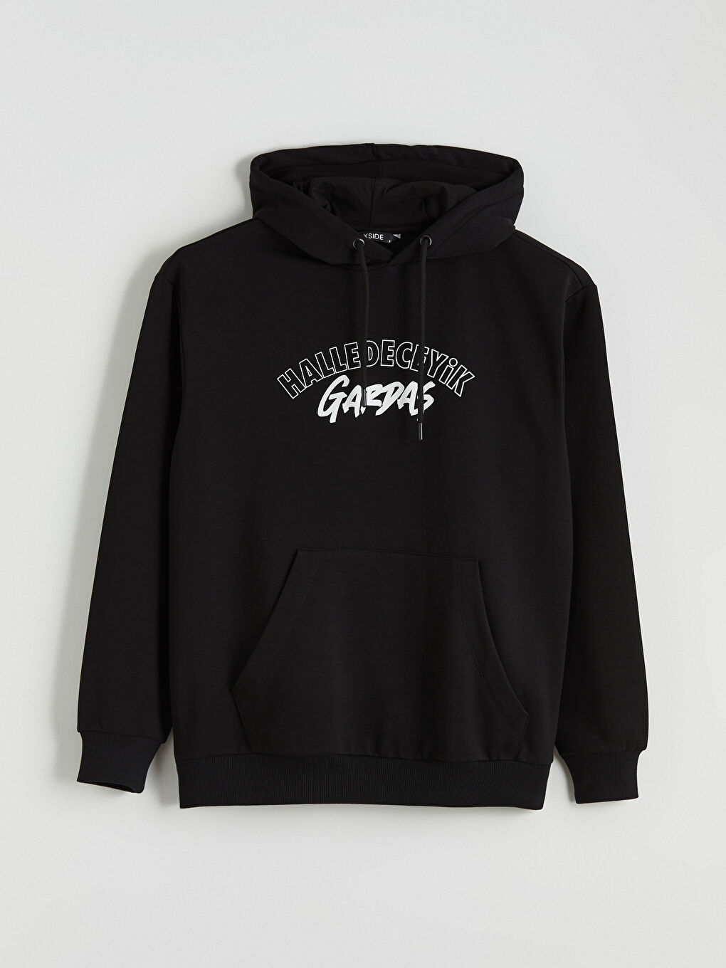 Siyah Uzun Kollu Baskılı Erkek Hoodie-4