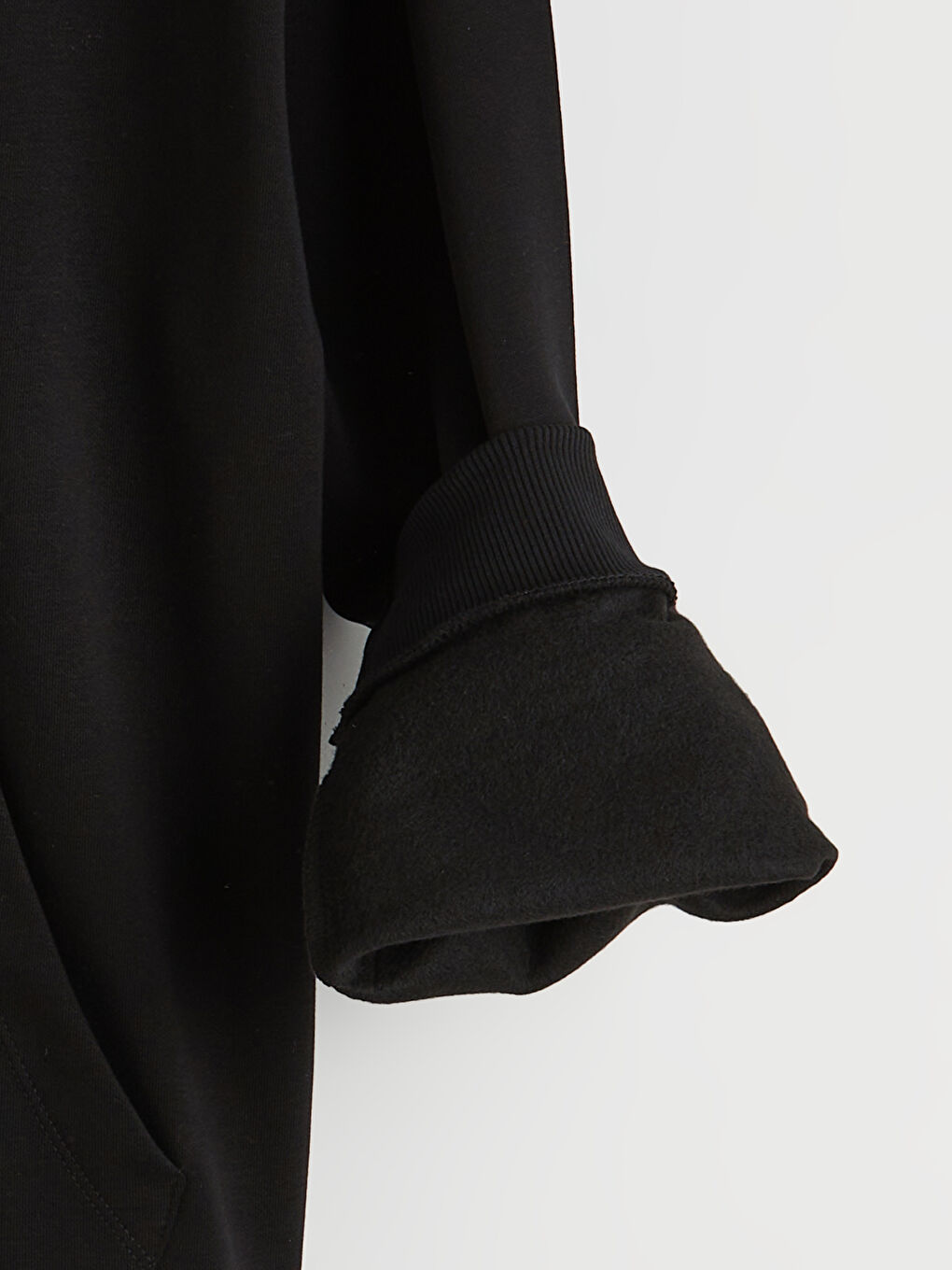 Siyah Uzun Kollu Baskılı Kalın Erkek Hoodie-5