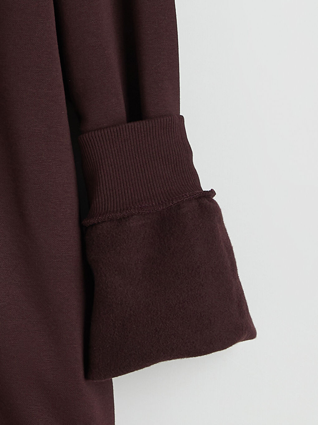 Bordo Bisiklet Yaka Baskılı Erkek Kalın Sweatshirt-2