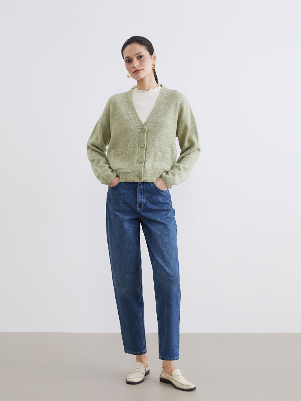 İndigo Barrel Fit Kadın Jean Pantolon