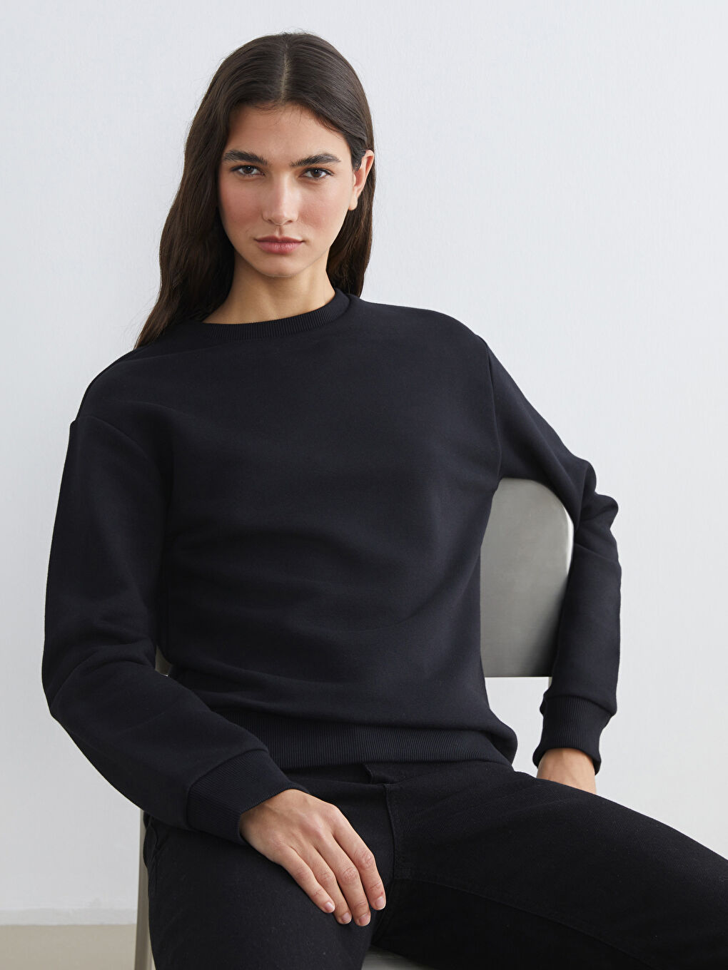 Crew Neck Women's Thick Sweatshirt