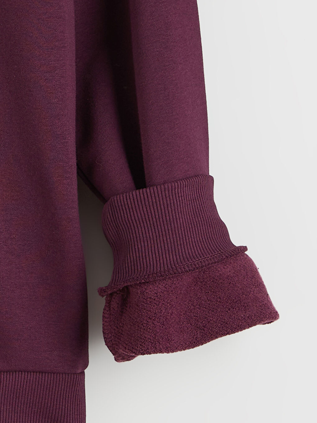 Mürdüm Bisiklet Yaka Kadın Kalın Sweatshirt-5