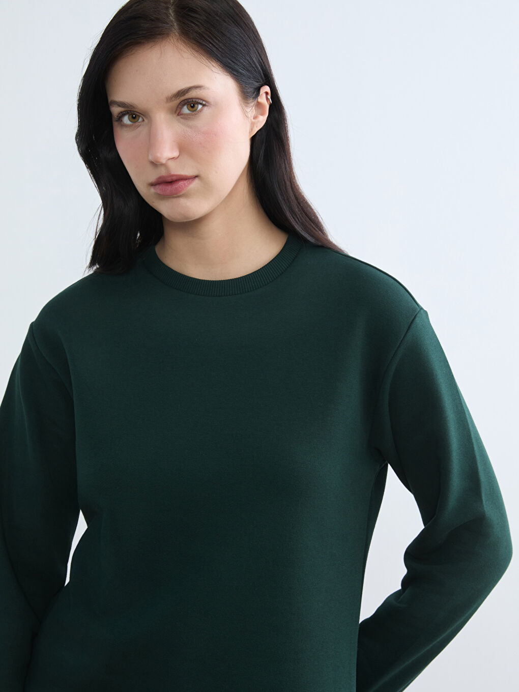 Crew Neck Women's Thick Sweatshirt-1