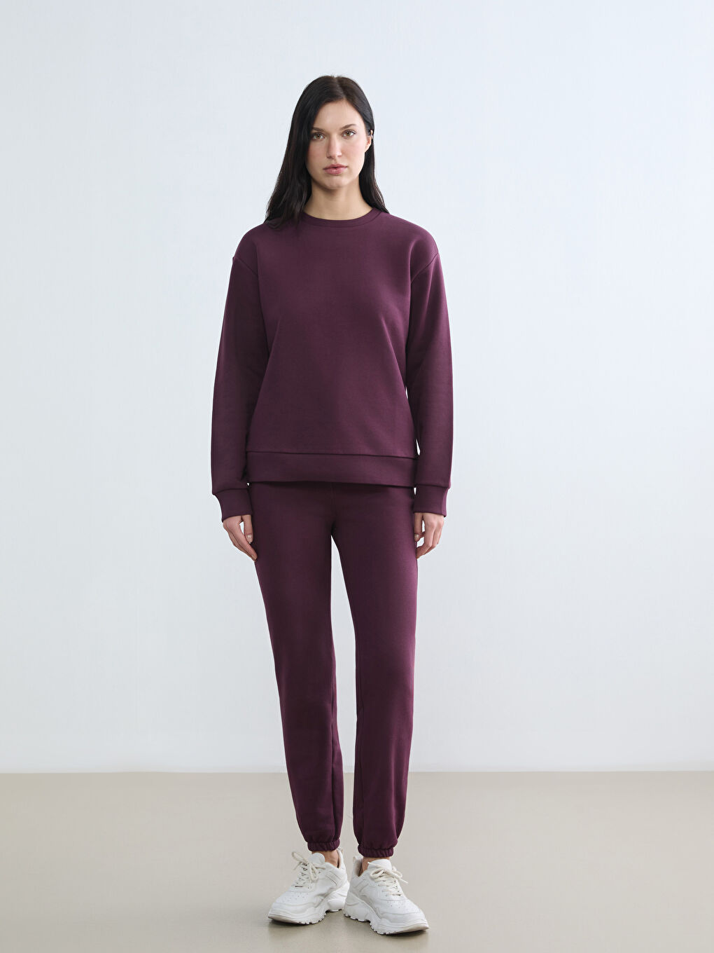 Crew Neck Women's Thick Sweatshirt-1