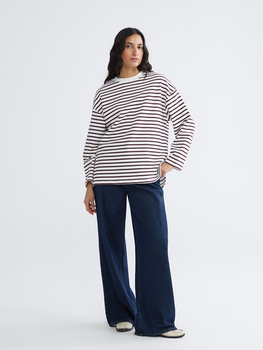 Striped Oversize Women's Sweatshirt Tunic-1