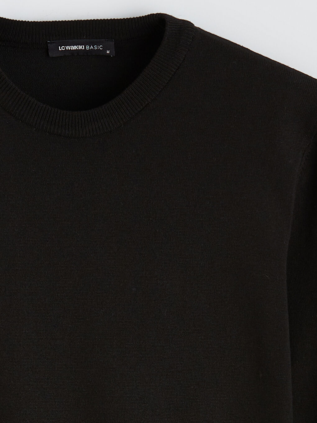 Siyah Bisiklet Yaka Erkek Triko Kazak-1