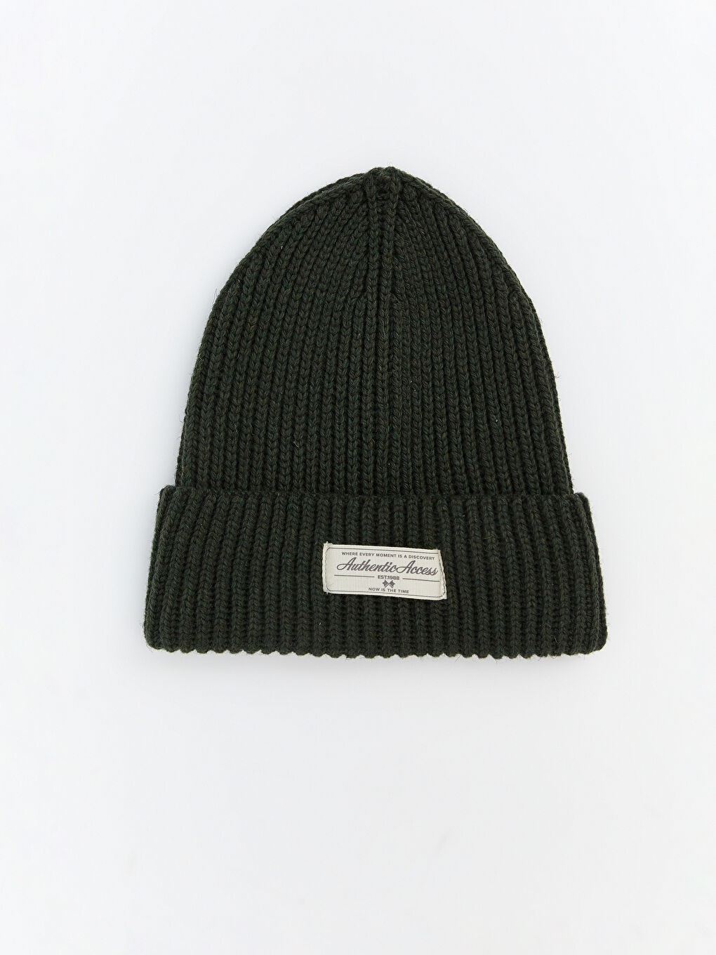 Yeşil Nakışlı Triko Erkek Bere