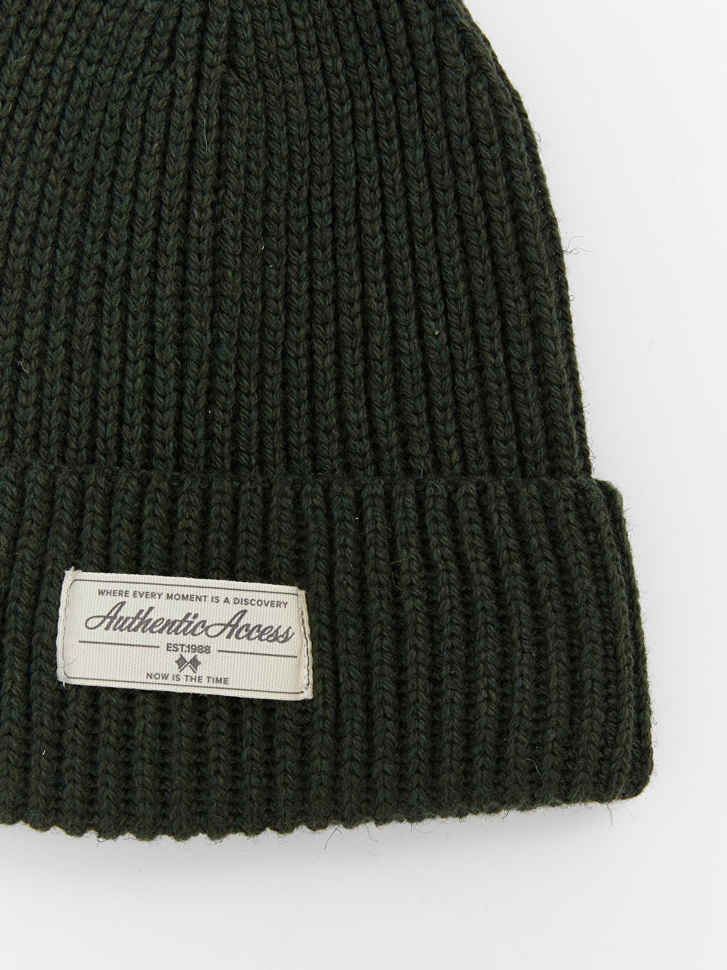 Yeşil Nakışlı Triko Erkek Bere-1