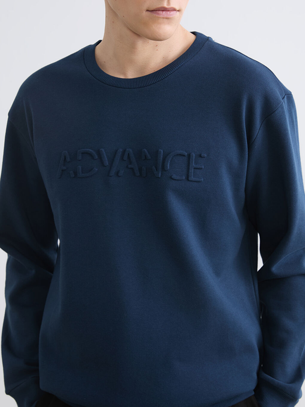 Petrol Bisiklet Yaka Baskılı Erkek Sweatshirt-2