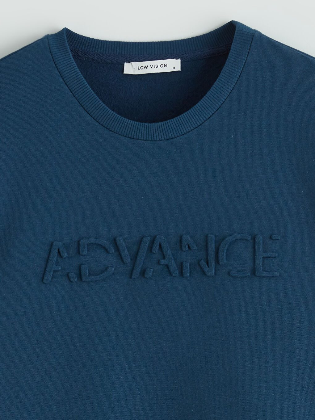 Petrol Bisiklet Yaka Baskılı Erkek Sweatshirt-1