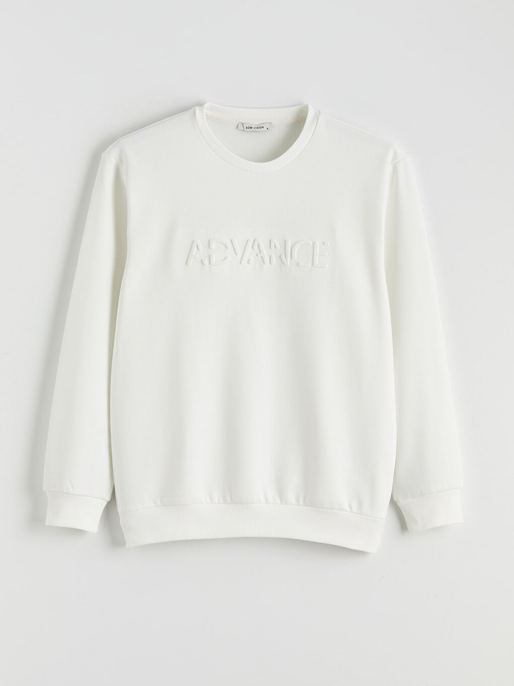 Ekru Bisiklet Yaka Baskılı Erkek Sweatshirt-4