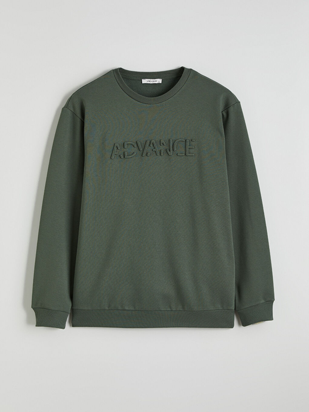 Yeşil Bisiklet Yaka Baskılı Erkek Sweatshirt