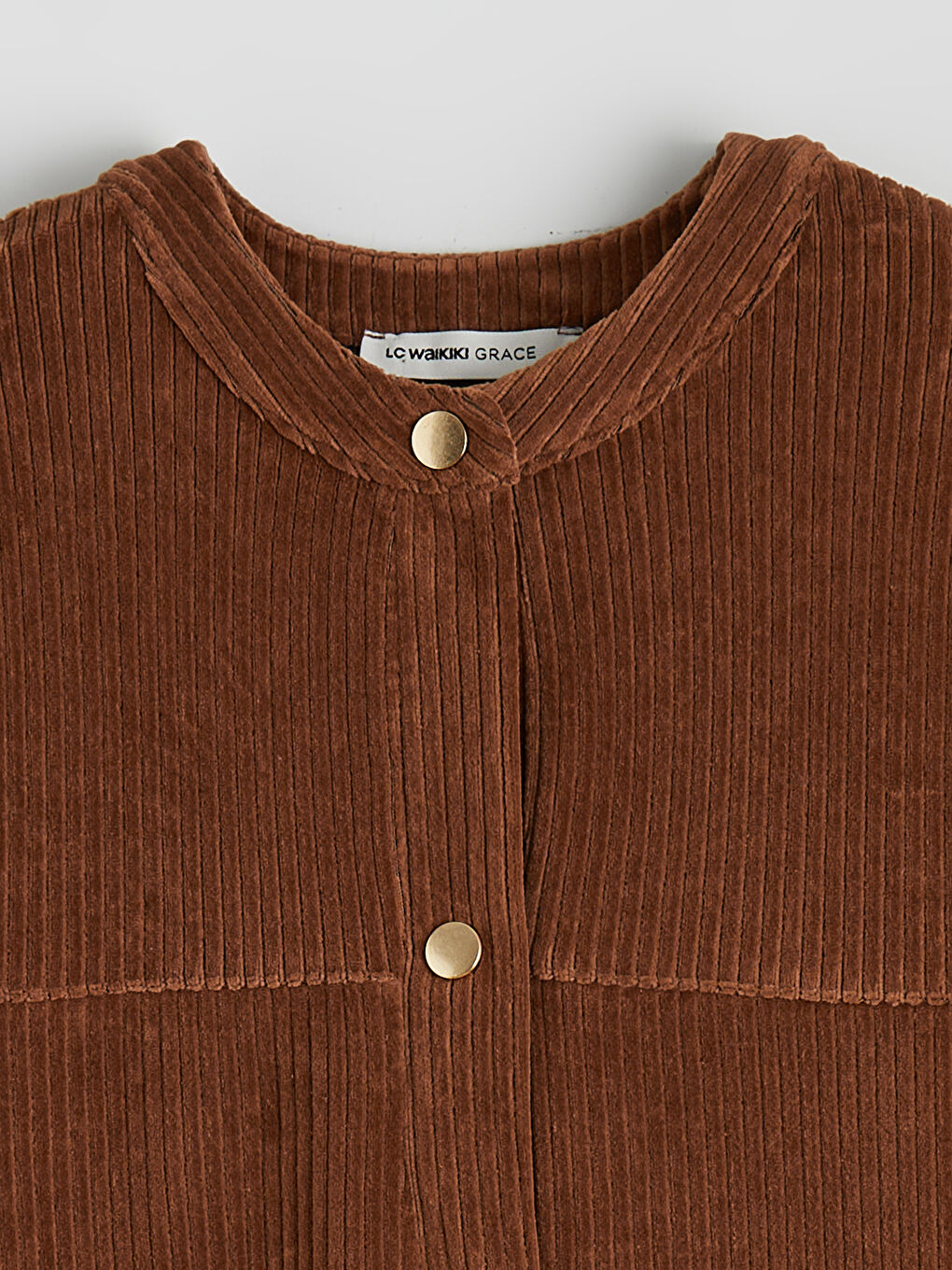 Kahverengi Bisiklet Yaka Fitilli Kadife Kadın Ferace-1