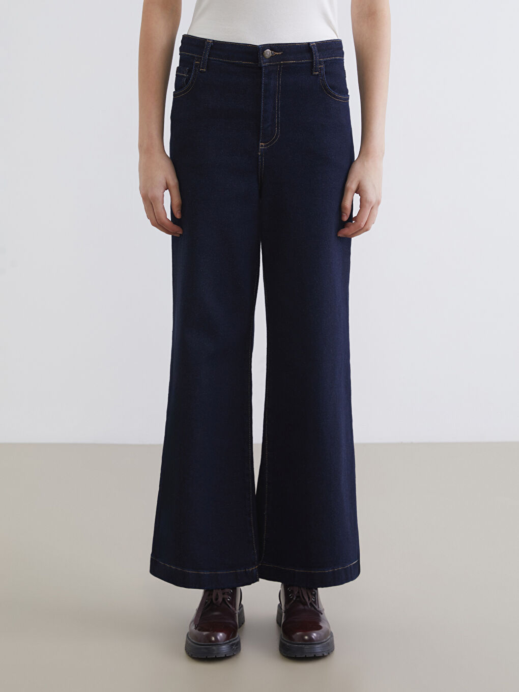 İndigo Wideleg Kadın Jean Pantolon-1