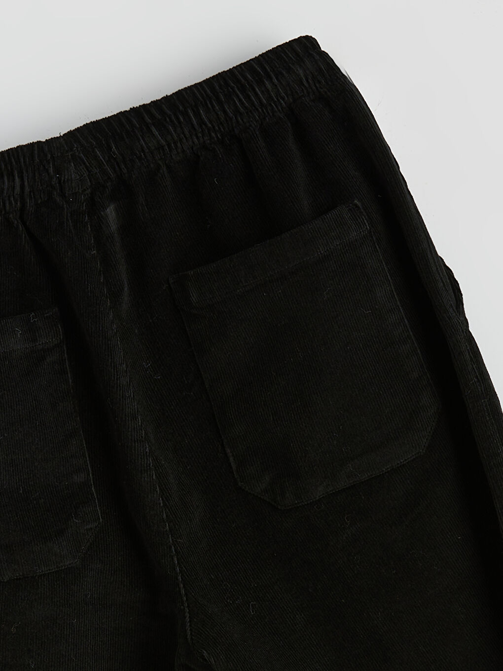 Siyah Rahat Kalıp Kadife Erkek Pantolon-1