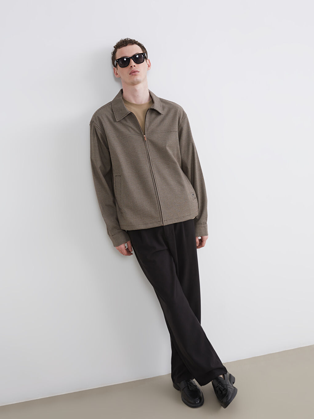 Kahverengi Rahat Kalıp Erkek Gömlek Ceket-1