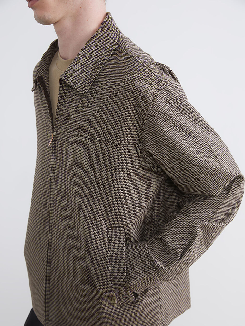 Kahverengi Rahat Kalıp Erkek Gömlek Ceket-2