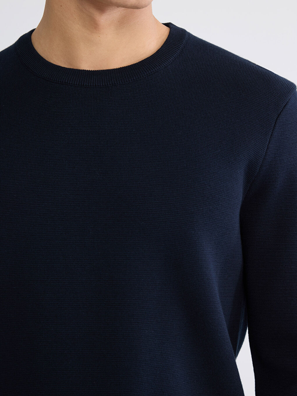 Crew Neck Long Sleeve Men's Tricot Sweater-2