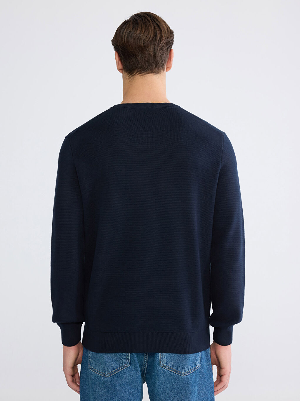 Crew Neck Long Sleeve Men's Tricot Sweater-3