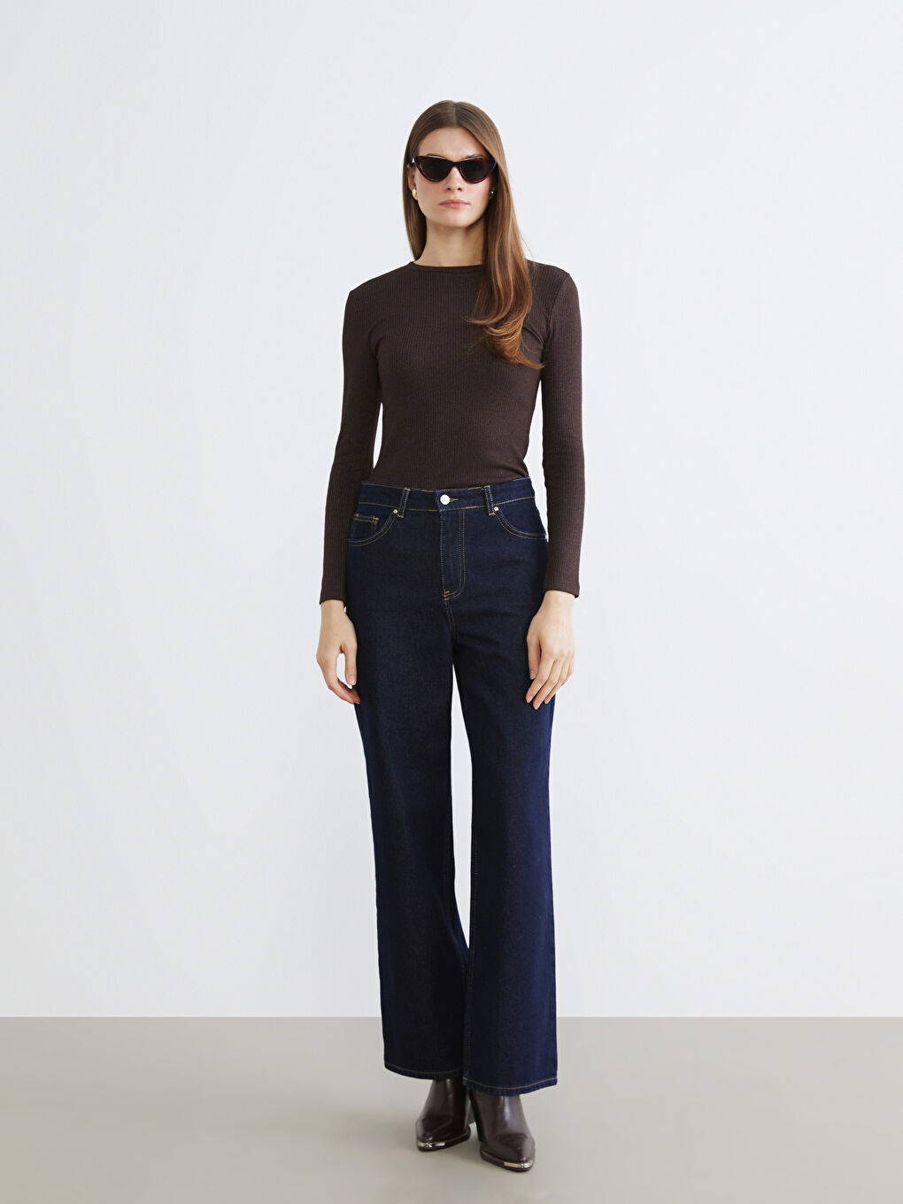 Kahverengi Bisiklet Yaka Kadın Body-1