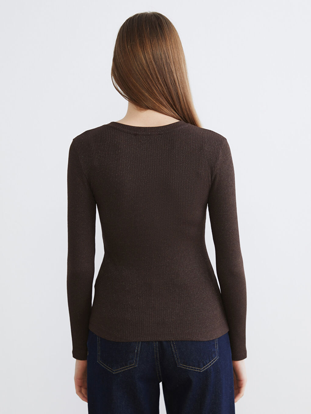 Kahverengi Bisiklet Yaka Kadın Body-3