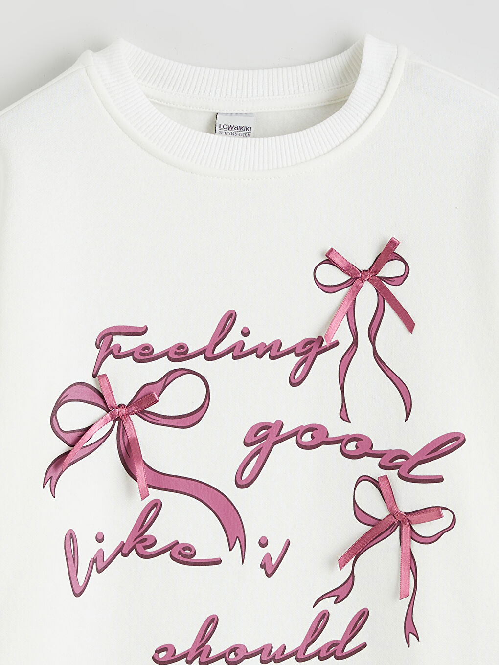 Ekru Fiyonk Baskılı Kız Çocuk Sweatshirt-1