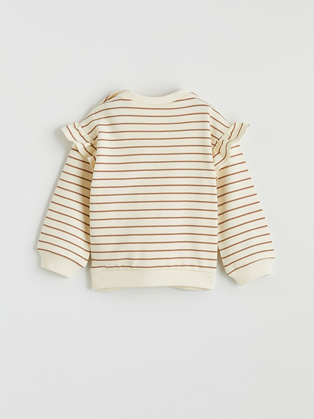 Ekru Bisiklet Yaka Baskılı Kız Bebek Sweatshirt-3